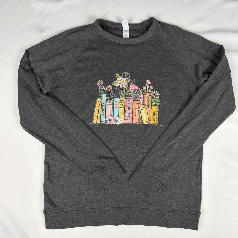 Lane Seven Taylor Swift Eras Book Floral Sweatshirt Charcoal Gray XL LS13004‎